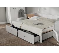 Inter Link - Cama de Banco Gigogne 90 x 200 cm - 2 Compartimentos - 2 cajones - 2 somieres - Madera Maciza