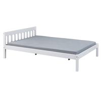 Inter Link - Cama de madera - Cama de madera maciza - Cama doble - Cama de invitados - Somier - Pino macizo - Lacado blanco - 2 plazas - 140 x 200 cm - sin somier - Vilmar