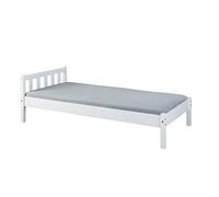 Inter Link - Cama de madera - Marco de cama - Cama juvenil - Cama para invitados - Cama individual - Cama moderna de pino macizo - Sin somier - Barniz blanco - Vilmar 90 x 200 cm