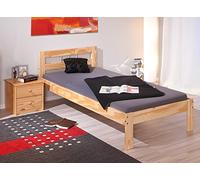 Inter Link - Cama de madera - Somier - Marco de cama - Cama juvenil - Cama de invitados - Cama individual - Cama moderna de madera maciza de pino - sin somier - Lacado natural - Jana 90 x 200 cm