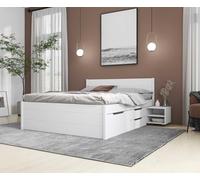 Inter Link - Cama Doble 160 x 200 cm - Cama Nido con Espacio de Almacenaje - Pino Macizo - 4 cajones Grandes y 2 cajones - Somier Incluido - Lacado Blanco - Efetivo 160 x 200 cm