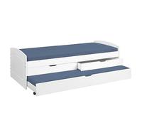 Inter Link - Cama Funcional 90x200 - con Espacio de Almacenamiento - Cuna - Cama Juvenil - Cama con cajones - Cama de Madera Maciza - 2 cajones - 1 cajón Blanco - Madera Maciza - Ried