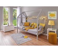 Inter Link - Cama infantil 90 x 200 cm - Cama supletoria - Cama juvenil - Pino macizo - Para niños y niñas - Lacado gris - No tóxico - Cuidado fácil - Sun Road 90 x 200 cm