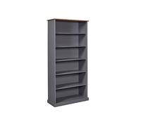 Inter Link - Librería - Armario buffet - Vajilla - Comedor - Estilo rústico - Madera maciza FSC - 5 estantes abiertos - Luzerna 5 - Gris