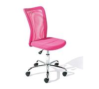 Inter Link - Silla de escritorio para niños - Silla giratoria ergonómica - Regulable en altura - Base de metal cromado - Funda de malla transpirable - Giratoria 360° - Rosa - Bonnie