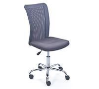 Inter Link - Silla de oficina para niños - Silla ergonómica giratoria - Altura regulable - Base de metal cromado - Funda de tejido Mesh transpirable - Giratoria 360° - Gris - Bonnie