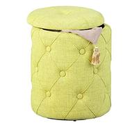 Inter Link - Taburete de Almacenamiento - Taburete de lavandería - Taburete con Espacio de Almacenamiento - Amarillo - Tela Acolchada - Yapak