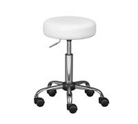Inter Link - Taburete Giratorio con Ruedas - Altura Regulable 50-66 cm - Metal y Polipiel - ASRA - Blanco