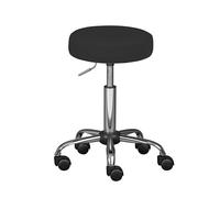 Inter Link - Taburete giratorio con ruedas - Altura regulable 50 - 66 cm - Taburete con ruedas - Taburete de trabajo - Taburete de oficina - Metal y polipiel - ASRA - Negro