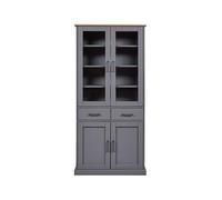 Inter Link - Vitrina - Aparador - Mueble de comedor - Madera maciza FSC - 4 puertas - 2 cajones - 3 estantes - Forenzo 4T2S - Color gris/roble