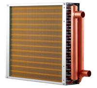 Intercambiador de calor agua-aire, serpentín de intercambiador de calor para sistemas de climatización con tubos de cobre y aletas de aluminio, dimensiones 356 x 356 mm, con una capacidad de 65.000 BT