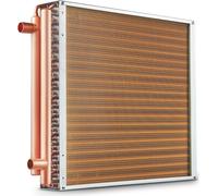 Intercambiador de calor de 50,8 cm x 50,8 cm (20" x 20"), tipo agua-aire, con 3 filas, puertos de cobre de 3/8" y 242 aletas