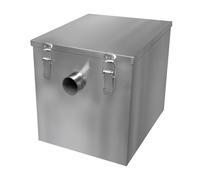 Interceptor Profesional de Trampa de Grasa Comercial 35L Bajo Fregadero Acero Inoxidable Cesta de Filtro Extraíble para Residuos de Alimentos Separador de Aceite Deflector de Agua Desagüe (33x29x39cm)