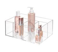 InterDesign iDesign Organizador para armario de tocador para guardar accesorios de maquillaje y belleza, 5 compartimentos, transparente y cosmético, 5 secciones