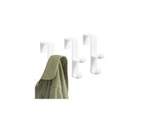 InterDesign Percha de plástico con doble gancho para abrigos, chaquetas, sombreros, batas, toallas, ideal para baño, dormitorio, vestíbulo, blanco, juego de 3
