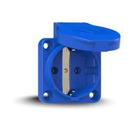 Interflex PCE - Base de Enchufe Schuko P-Nova IP54 16A Poliamida Azul | Toma de corriente resistente de Poliamida 6, protección contra polvo y salpicaduras IP54, ideal para uso industrial.