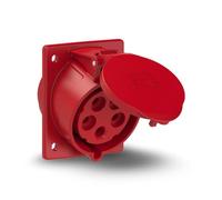 Interflex PCE - Base Empotrar Inclinada 32A 5 Polos IP44 6h Rojo | Toma de corriente industrial de 3 polos+neutro+tierra con tecnología de conexión sin tornillos y cierre por presión.