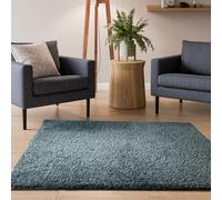 Interiyou Alfombra Pelo Largo Sofia - 160x160 cm Azul - Esponjosa y Lisa - Lavable y Antideslizante - Textura Larga Suave