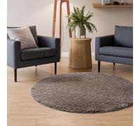 Interiyou Alfombra Pelo Largo Sofia - 250x250 cm Redondo Topo - Esponjosa y Lisa - Lavable y Antideslizante - Textura Larga Suave
