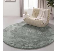 Interiyou Alfombra Salon Pelo Corto Fargo - 160x160 cm Redondo Verde - Felpa sintética esponjosa - Lavable y Antideslizante - Textura Suave Corta