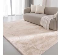 Interiyou Alfombra Salon Pelo Corto Fargo - 160x230 cm Beige - Felpa sintética esponjosa - Lavable y Antideslizante - Textura Suave Corta