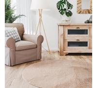 Interiyou Alfombra Salon Pelo Corto Fargo - 200x200 cm Redondo Topo - Felpa sintética esponjosa - Lavable y Antideslizante - Textura Suave Corta