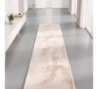 Interiyou Alfombra Salon Pelo Corto Fargo - 70x200 cm Beige - Felpa sintética esponjosa - Lavable y Antideslizante - Textura Suave Corta