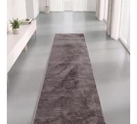 Interiyou Alfombra Salon Pelo Corto Fargo - 70x200 cm Gris - Felpa sintética esponjosa - Lavable y Antideslizante - Textura Suave Corta