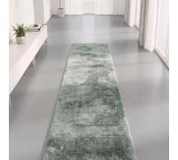 Interiyou Alfombra Salon Pelo Corto Fargo - 70x200 cm Verde - Felpa sintética esponjosa - Lavable y Antideslizante - Textura Suave Corta