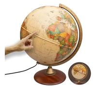 Interkart Globo terraqueo Iluminado 30cm, Pie de Madera, Cartografía en el Estilo Antiguo, Idioma español