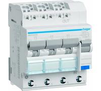 Interruptor automático Hager LS, modelo MCN310E, 3 polos, 6kA, curva C, 10A, 3 módulos, 1 unidad.