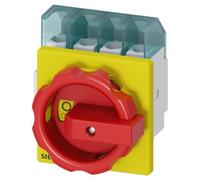 Interruptor automático Siemens 3LD21031TL53, 4 polos, 25A, 400V, 9,5kW, montaje frontal, fijación con 4 agujeros.