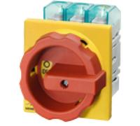 Interruptor automático Siemens 3LD25040TK53, 3 polos, 63A, 400V, 22kW, montaje frontal, fijación con 4 agujeros.
