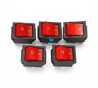 Interruptor Basculante Bipolar - Luminoso - 16A / 250V - 20A / 125V - Tecla Roja - Bolsa De 5 Unidades