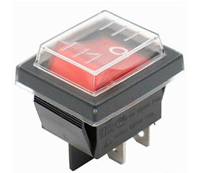 Interruptor basculante con cubierta impermeable de 2 polos (4 pines), encendido y apagado, 250 V, 16 A, iluminado (1)