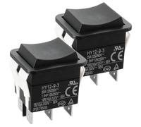 Interruptor basculante de 6 pines HY12-9-3, interruptor de botón pulsador, 2 unidades: 125/250 V, 20 A/2 CV, interruptor basculante doble confiable, interruptor de botón HY12-9-3 para aparatos