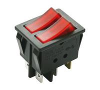 Interruptor basculante doble luminoso rojo
