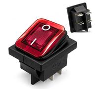 Interruptor Basculante DPST ON/OFF 4 pin, Luz Roja, 1 Unidades | Encendido/Apagado, 16A 250V AC | 20A 125V AC , Impermeable
