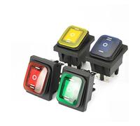 Interruptor basculante impermeable KCD4 de 2 piezas, 30x22 mm IP65 resistente 6 pines ON OFF ON interruptor iluminado, 16A 250VAC 12V 220V con luz indicadora(Red,12V)