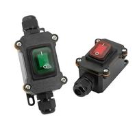 Interruptor basculante marino resistente al agua con LED IP65 cable de alimentación en línea caja de conexiones for exteriores 12V 24V 220V 16A 30A interruptor eléctrico(Double green 12-24V,20 PCS)