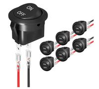 Interruptor basculante redondo de 12V CA 6A/250V 10A/125V SPST 2 pines 2 posiciones interruptor de palanca de encendido/apagado para coche barco automotriz RV negro 5PCS