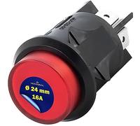 Interruptor Bipolar Rojo Luminoso 16A Ø 24 mm Cuerpo Negro - MONTERAL