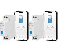 Interruptor Carril DIN WiFi con Medidor de Consumo Nivian Smart Home - Control Remoto por App, Protección Eléctrica 1-63A, Automatizaciones, Alexa y Google (Paquete de 2)