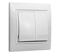 Interruptor Conmutador Doble Blanco Europa - Compatible con sistemas eléctricos, fácil instalación, múltiples aplicaciones en hogar y oficinas.