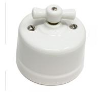 Interruptor conmutador vintage retro porcelana blanca instalación superficie 10A 250V
