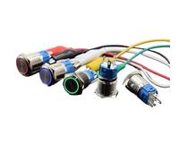 Interruptor de alimentación con botón de 16 mm, interruptores metálicos 6 V, 12 V, 24 V, 220 V