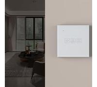 Interruptor de atenuación de luz táctil inteligente con panel de vidrio templado, control WiFi para smartphone, brillo ajustable, manual, arriba, abajo, 86 x 86 mm, placa de pared blanca para