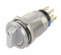 Interruptor de botón giratorio de 19 mm momentáneo 3 posiciones 2NO 2NC contactos plateados IP66 impermeable voltaje nominal 36 V para equipos industriales y marinos (blanco)