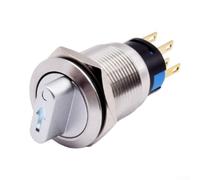 Interruptor de botón giratorio momentáneo 19 mm 3 posiciones 2NO 2NC 36V para aplicaciones industriales y marinas (blanco)