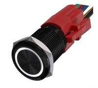 Interruptor de botón momentáneo de aleación de aluminio de 22 mm, luz LED de 12 V, función de encendido/apagado de autorreinicio, clasificación IP67 para integración del sistema de control (azul)
